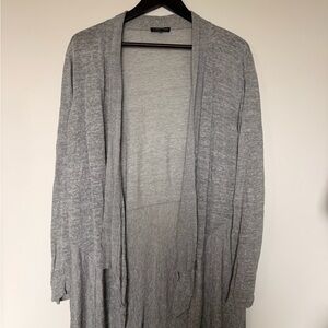 Eileen Fisher Light Gray Open-Front Long Cardigan